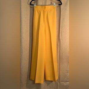 Vintage Yellow Bell Bottom Pants With Elastic Waist